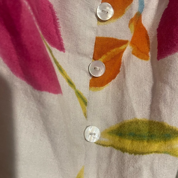 Carole Little Sport Linen Floral Girly Chic Boutique Crop Tank Top Size L - Picture 4 of 7